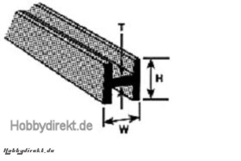 H-3 H-Profil ABS 2,4x2,4x375mm (6) Krick 190062