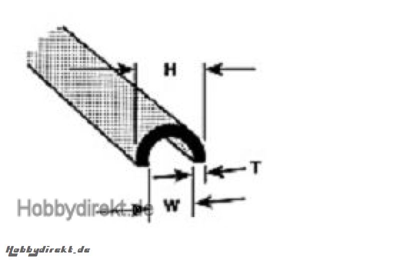 HP-6 Halbrund-Profil ABS 7,9x4,8x375mm (4) Krick 190173