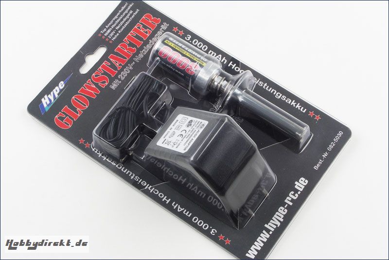 Glow Starter 3000mAh m. 230V Lader kurz Hype Kyosho 082-5030