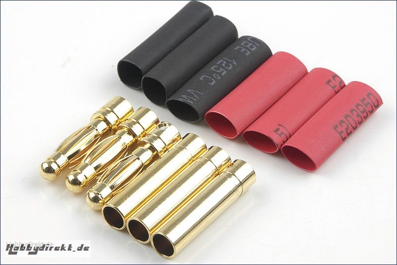 Goldkontaktstecker 4mm 3 Paar Hype Kyosho 086-1040