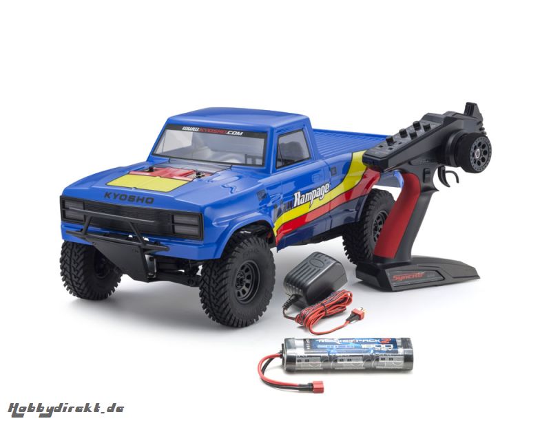 OUTLAW RAMPAGE 1:10 EP 2WD TRUCK (KT231P) T2 BLAU READYSET Kyosho 34361T2B