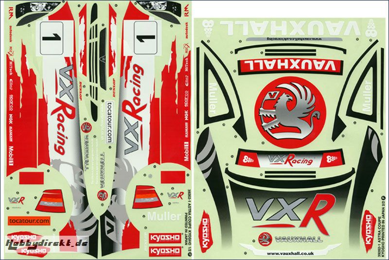 Dekorbogen 1:10 Vauxhall Astra 2004 Kyosho 39262-01