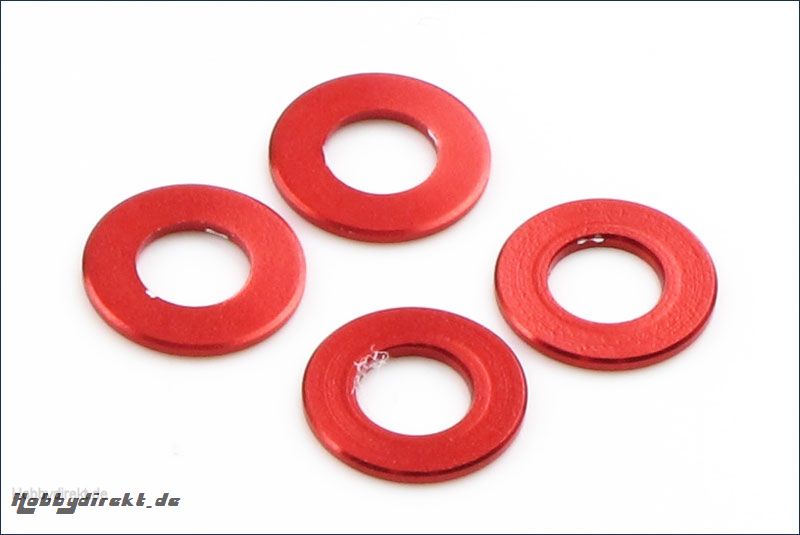 Scheiben Alu, 3x6x0.5mm, rot (4) Kyosho 97041-05R