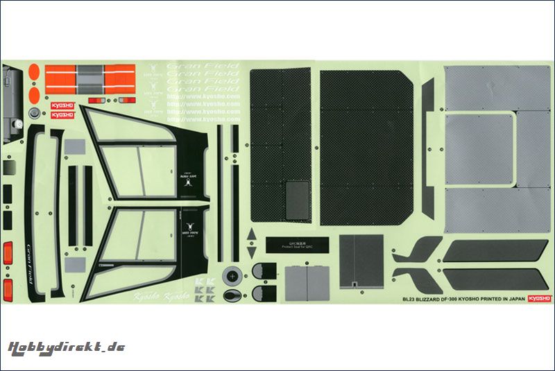 Dekorbogen 1:12 Blizzard DF-300 Kyosho BL-23