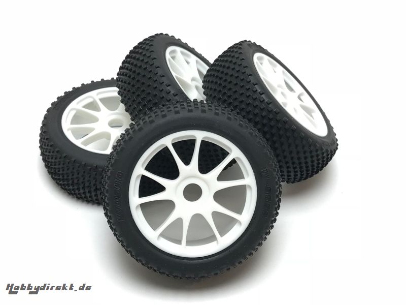 MULTI SPIKES TYRES ON DBX WHITE 10 SPOKE WHEELS (4) Kyosho IFTH002WMS