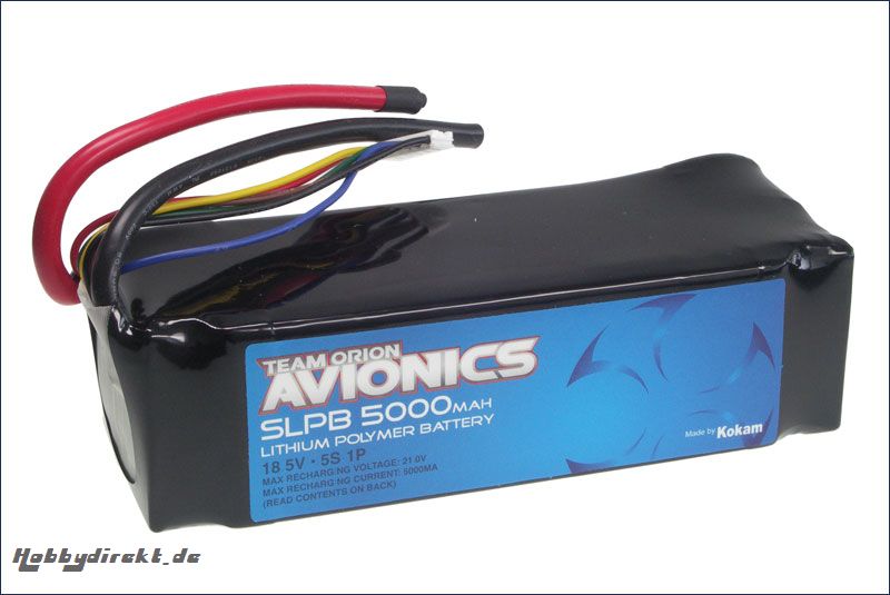 Avionics Lipo 30C SLP5000 mAh 18,5V Team Orion ORI60030