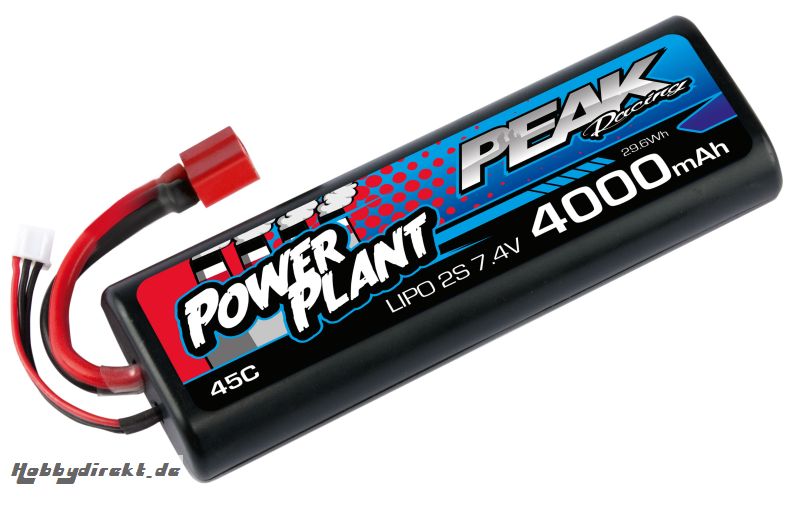 POWER PLANT PEAK LIPO 2S-7.4V-4000-45C-DEANS 12AWG Kyosho PEK00544