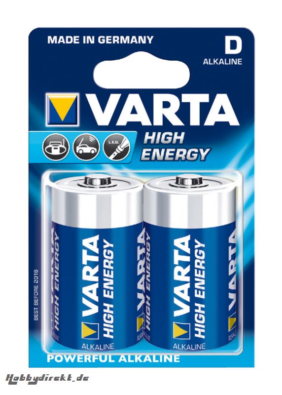 VARTA HIGH ENERGY ALKALINE D (LR20) DRY CELL (2) Kyosho V4920121412