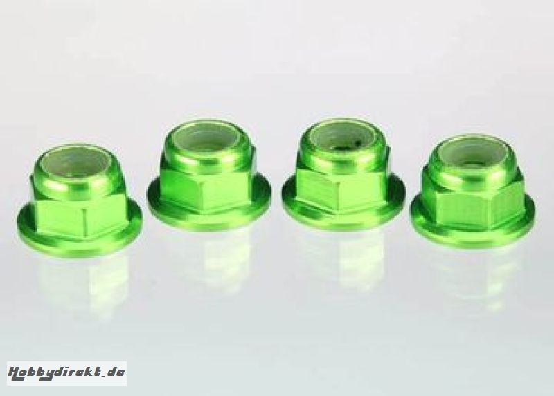 Lock Nut Flanged M4 Alu Green (4) Traxxas 1747G