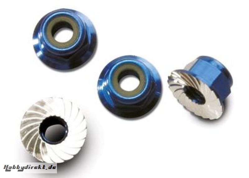 Lock Nut Flanged M4 Alu Blue (4) Traxxas 1747R