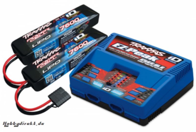 Charger EZ-Peak Dual 8A and 2 x 2S 7600mAh Li-Po Combo Traxxas 2991GX