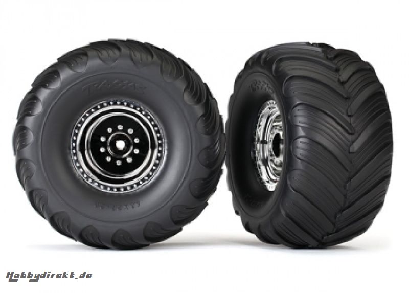 Tires & Wheels Terra Groove/Satin Chrome 2.2/3.0 Truck (2) Traxxas 3665X