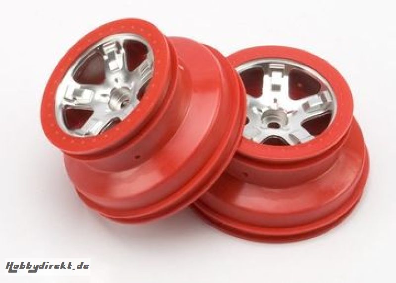 Wheels Satin Chrome-Red 2.2/3.0 2WD Front (2) Traxxas 5874A