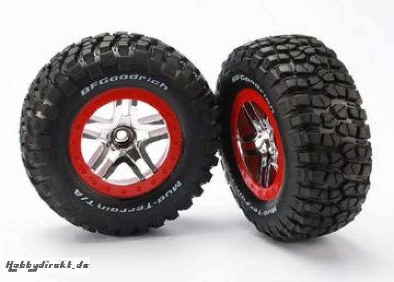 Tires & Wheels BFGoodrich/S-Spoke Chrome-Red 2WD Front (2) Traxxas 5877A