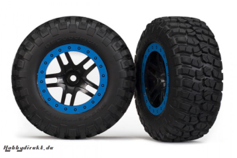 Tires & Wheels BFGoodrich/S-Spoke Black-Blue 4WD/2WD Bak (2) Traxxas 5883A