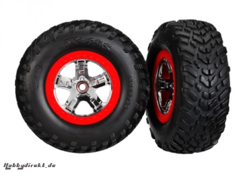 Tires & Wheels SCT/SCT Chrome-Red 4WD/2WD Rear TSM (2) Traxxas 5887