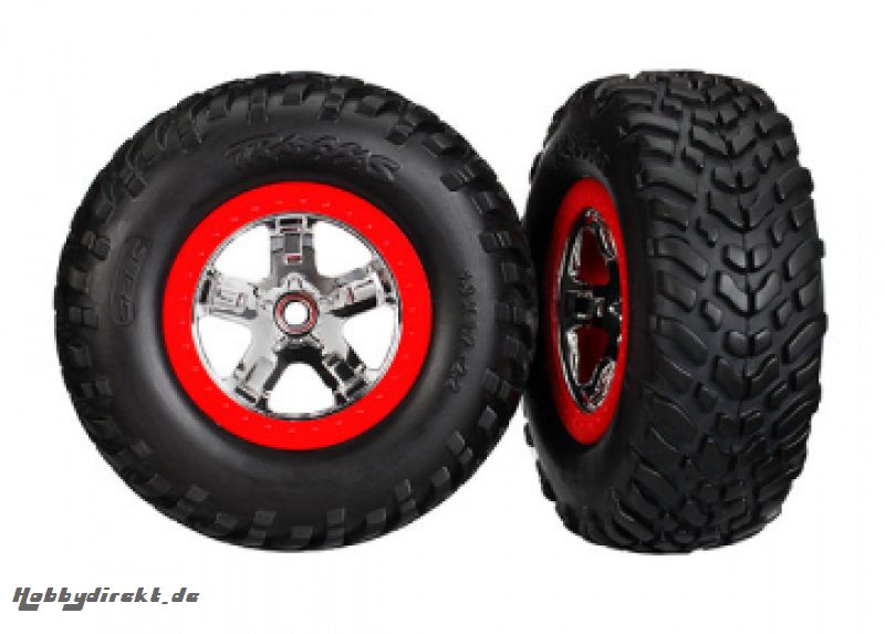 Tires & Wheels SCT S1/SCT Chrome-Red 4WD/2WD Rear TSM (2) Traxxas 5887R