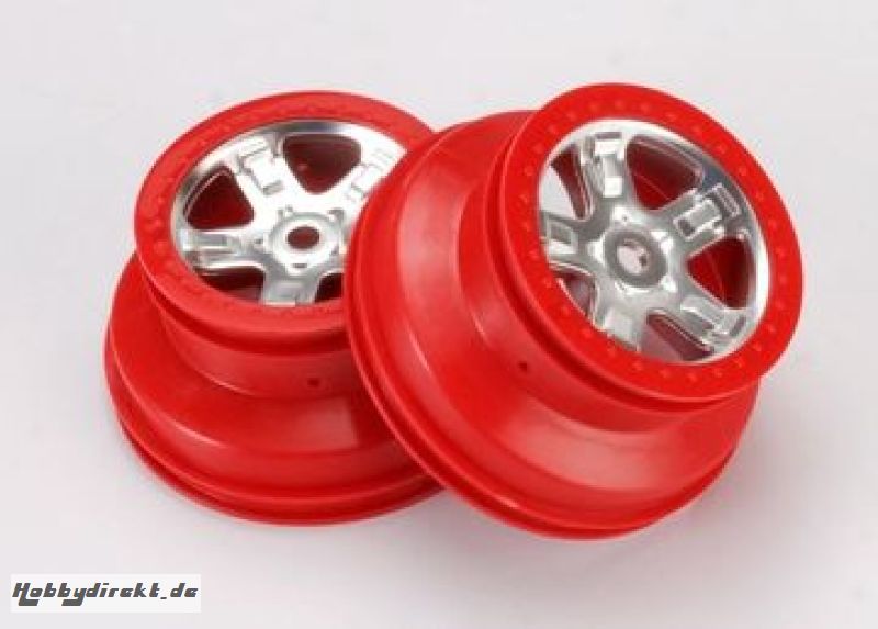 Wheels SCT Satin Chrome-Red (14mm) 2.2/3.0 (2) Traxxas 5972A