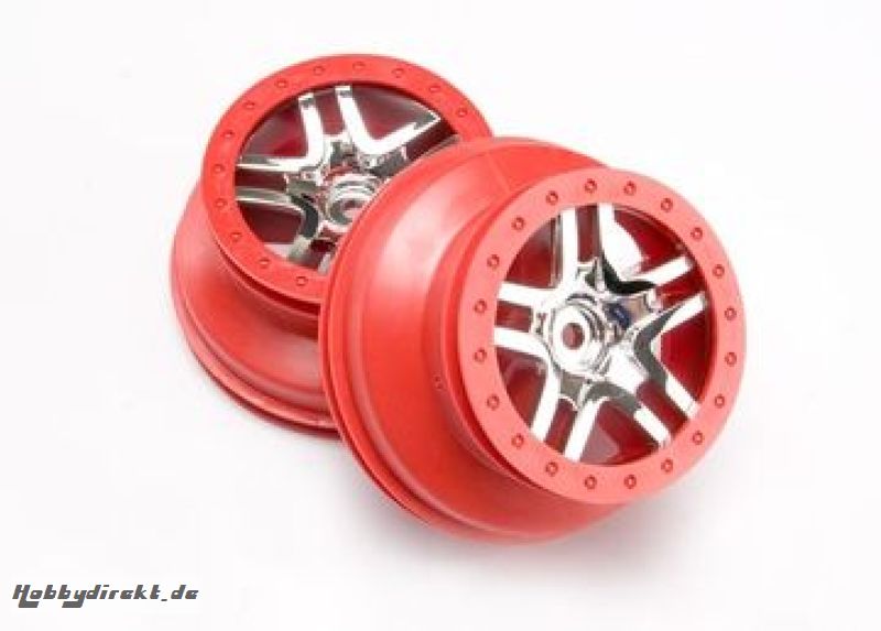 Wheels SCT S-Spoke Chrome-Red 2.2/3.0 4WD/2WD Rear (2) Traxxas 6872A