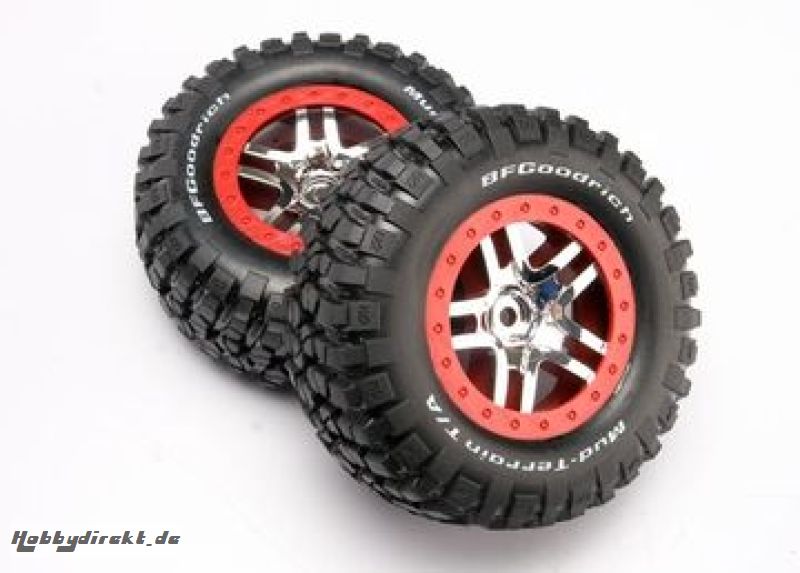 Tires & Wheels Goodrich/S-Spoke Chrome-Red 4WD/2WD Rear Traxxas 6873A