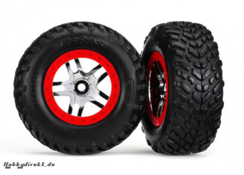 Tires & Wheels SCT S1/S-Spoke Chr.-Red 4WD/2WD Rear TSM (2) Traxxas 6891R