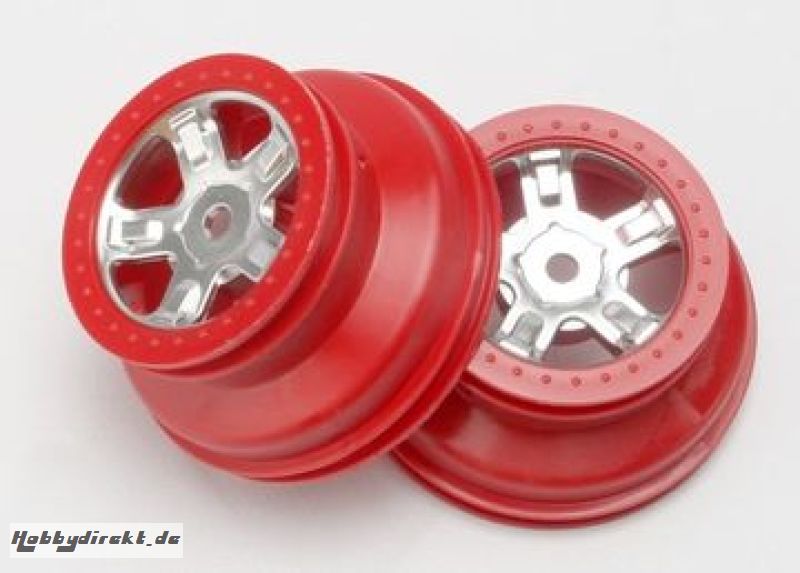 Wheels SCT Chrome-Red Dual Profile 1/16 (2) Traxxas 7072A