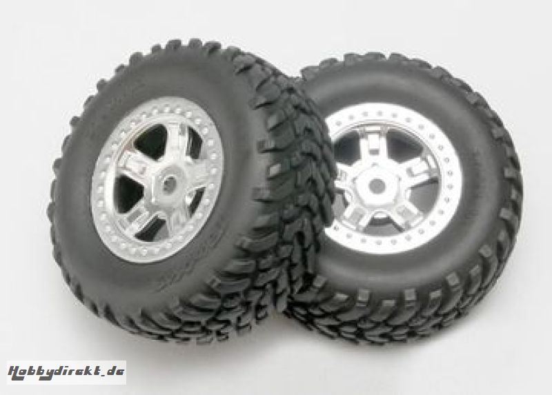 Tires & Wheels SCT/SCT Chrome 1/16 (2) Traxxas 7073