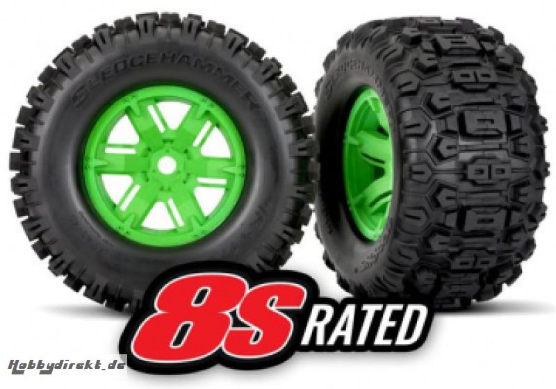 Tires & Wheels Sledgehammer/X-Maxx Green (2) Traxxas 7774G