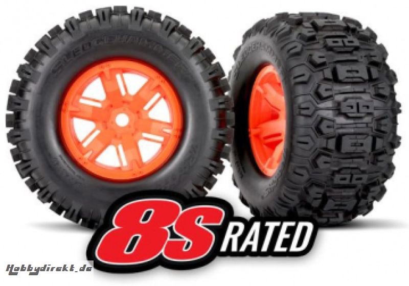 Tires & Wheels Sledgehammer/X-Maxx Orange (2) Traxxas 7774T