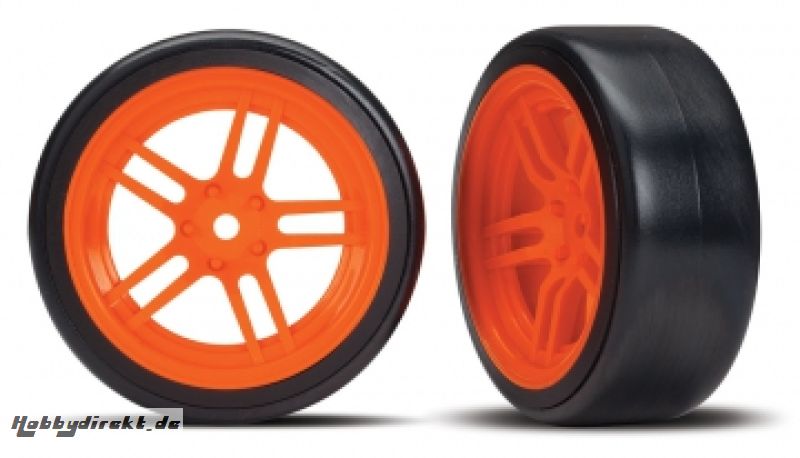 Tires & Wheels Drift 1.9 on Orange Split-spoke Front (2) Traxxas 8376A