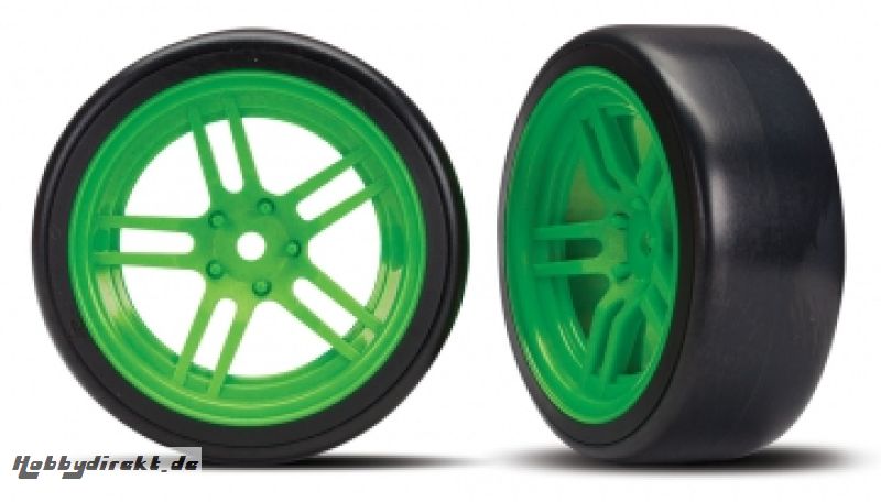 Tires & Wheels Drift 1.9 on Green Split-spoke Front (2) Traxxas 8376G