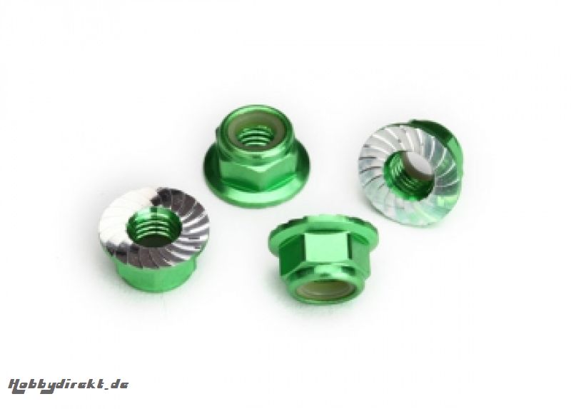 Lock Nut Flanged M5 Alu Green (4) Traxxas 8447G