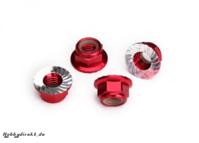 Lock Nut Flanged M5 Alu Red (4) Traxxas 8447R