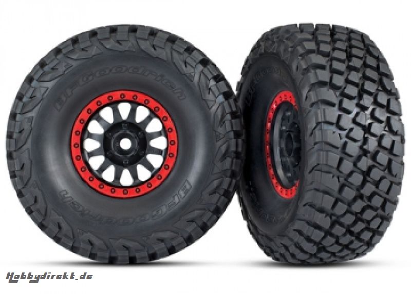 Tires & Wheels Baja KR3/Method Race Black-Red (2) UDR Traxxas 8474