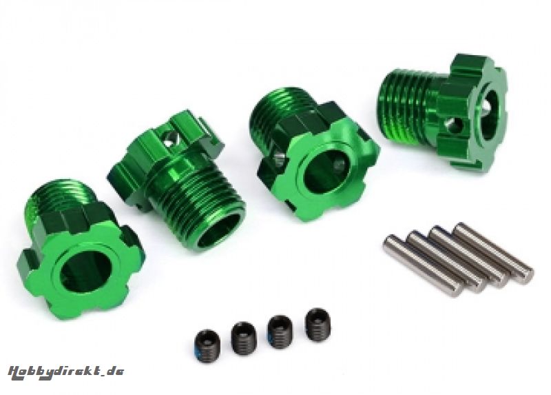 Wheel Hubs Splined 17mm Green (4)  E-Revo 2, Maxx, Sledge Traxxas 8654G