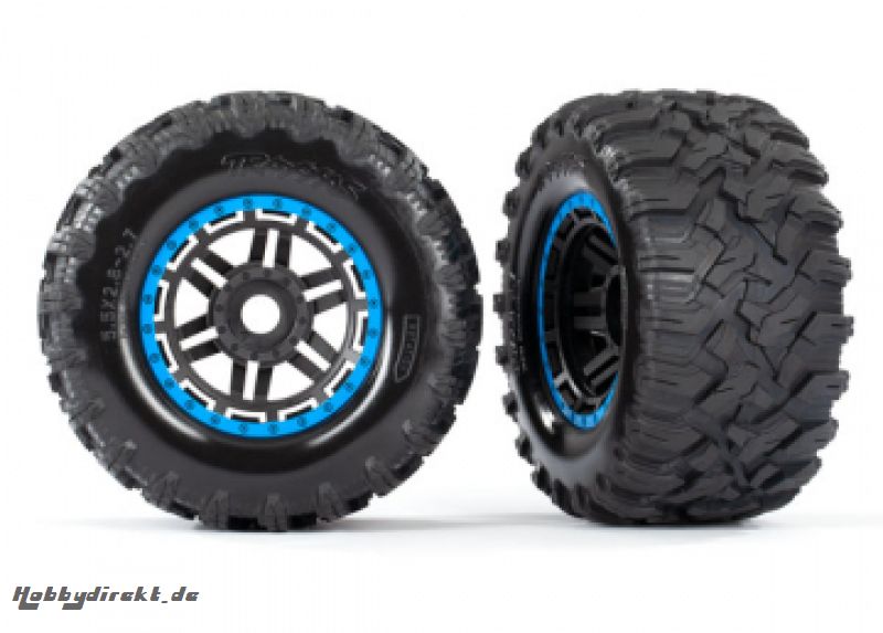 Tires & Wheels Maxx/Black/Blue (17mm) 2,8 TSM (2) Traxxas 8972A