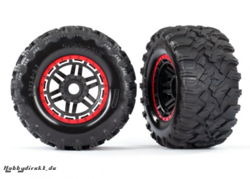 Tires & Wheels Maxx/Black/Red (17mm) 2,8 TSM (2) Traxxas 8972R