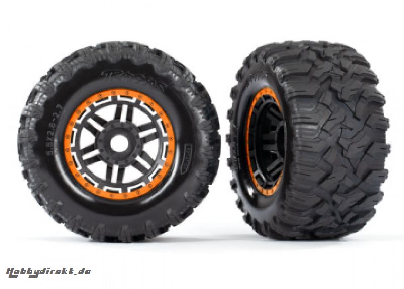 Tires & Wheels Maxx/Black/Orange (17mm) 2,8 TSM (2) Traxxas 8972T