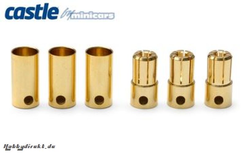 Castle - Bullet Steckverbindung 6.5mm - 3 St. Stecker + 3 St. Buchse CC-CC Bullet 6.5mm