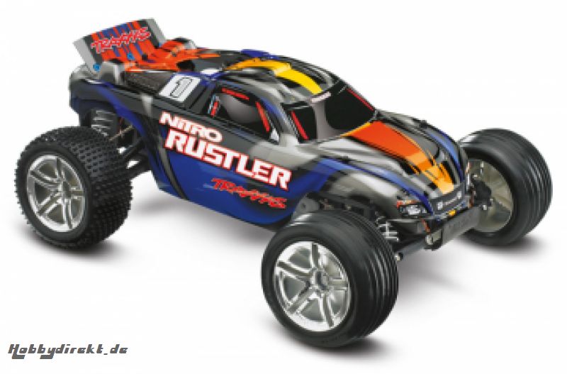 Nitro Rustler TRX2.5 RTR TQi TSM Silver/Blue Traxxas 44096-3SBLU