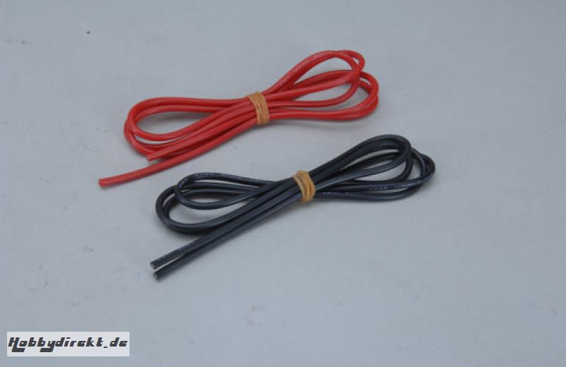 2,0qmm Sil Kabel rot/schw 2x 1m