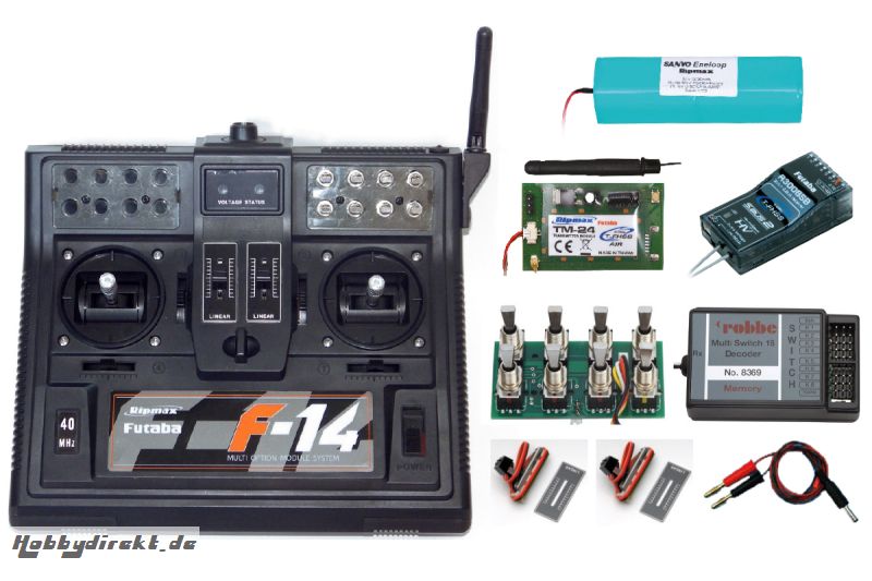 Futaba F14 Komplettset 4 2,4GHz 2Prop MS16 Futaba P-CBF14N24SET4