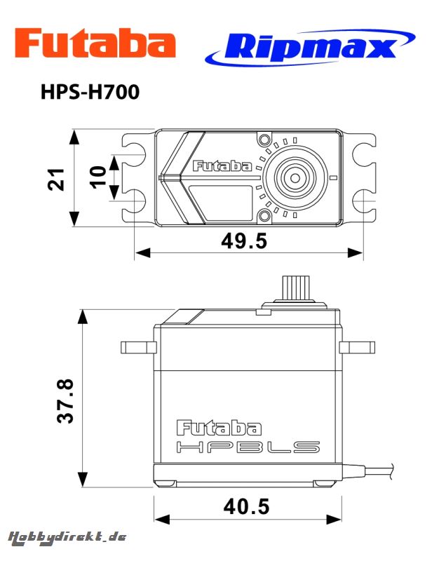 Futaba FUTABA HPS H700 Heli 0,08s/44,0kg Futaba P-HPS-H700