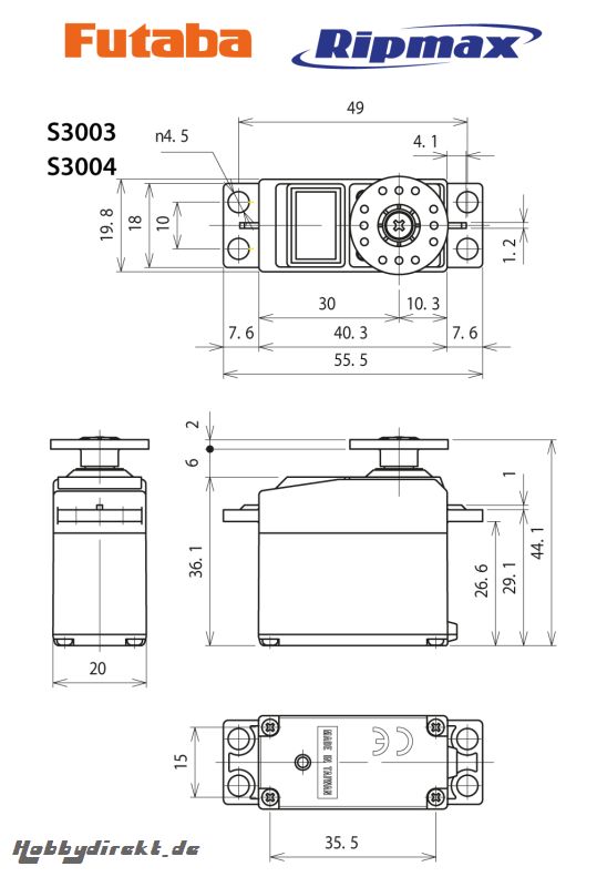 Futaba Futaba S3004 Std. BB 0.19s/4.1kg