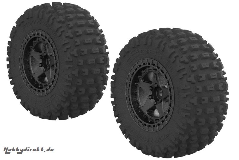 Arrma - DBOOTS FORTRESS SC TYRE SET GLUED (BlackÂ  Chrome) (2pcs) AR550043 Hobbico