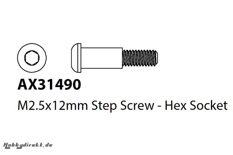 Axial - Hex Socket Button Shoulder Screw M2.5x6x12mm AX31490 Hobbico