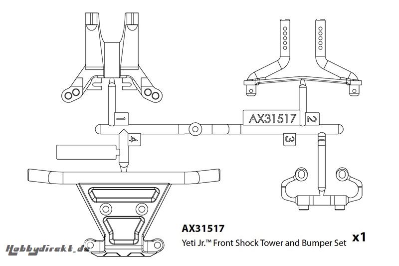 Axial - Front Shock Tower/Bumper Set Yeti Jr AX31517 Hobbico