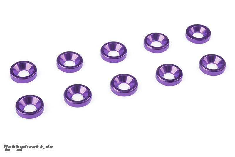 Team Corally - Aluminium Unterlegscheibe - für M3 Senkkopfschrauben - AD=8mm - Violet - 10 St C-31202