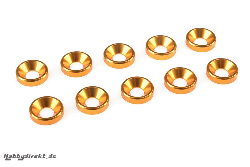 Team Corally - Aluminium Unterlegscheibe - für M4 Senkkopfschrauben - AD=10mm - Gold - 10 St C-31210