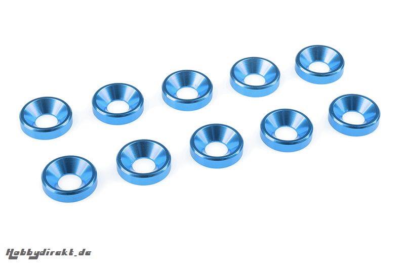 Team Corally - Aluminium Unterlegscheibe - für M4 Senkkopfschrauben - AD=10mm - Blau - 10 St C-31214